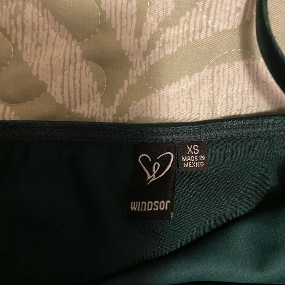 Windsor Emerald Satin Wrap Mini Dress - Picture 2 of 2